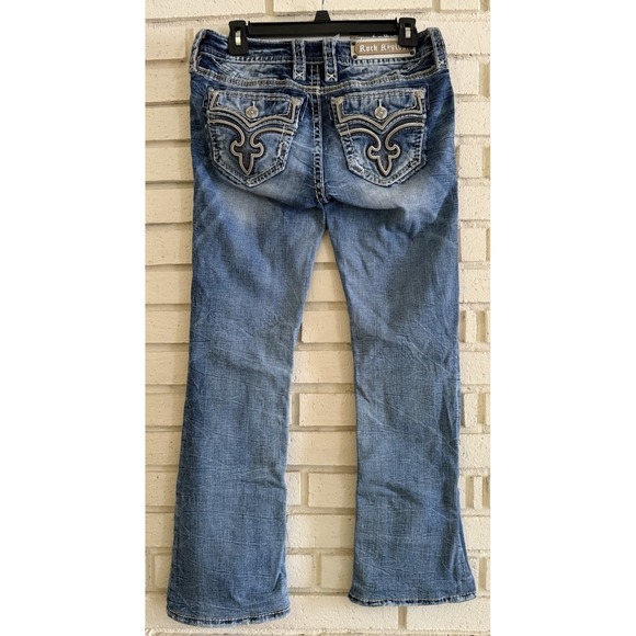 Rock Revival Ginett Boot Cut Denim Jeans Embellished Pockets Women's 28 - Picture 5 of 10